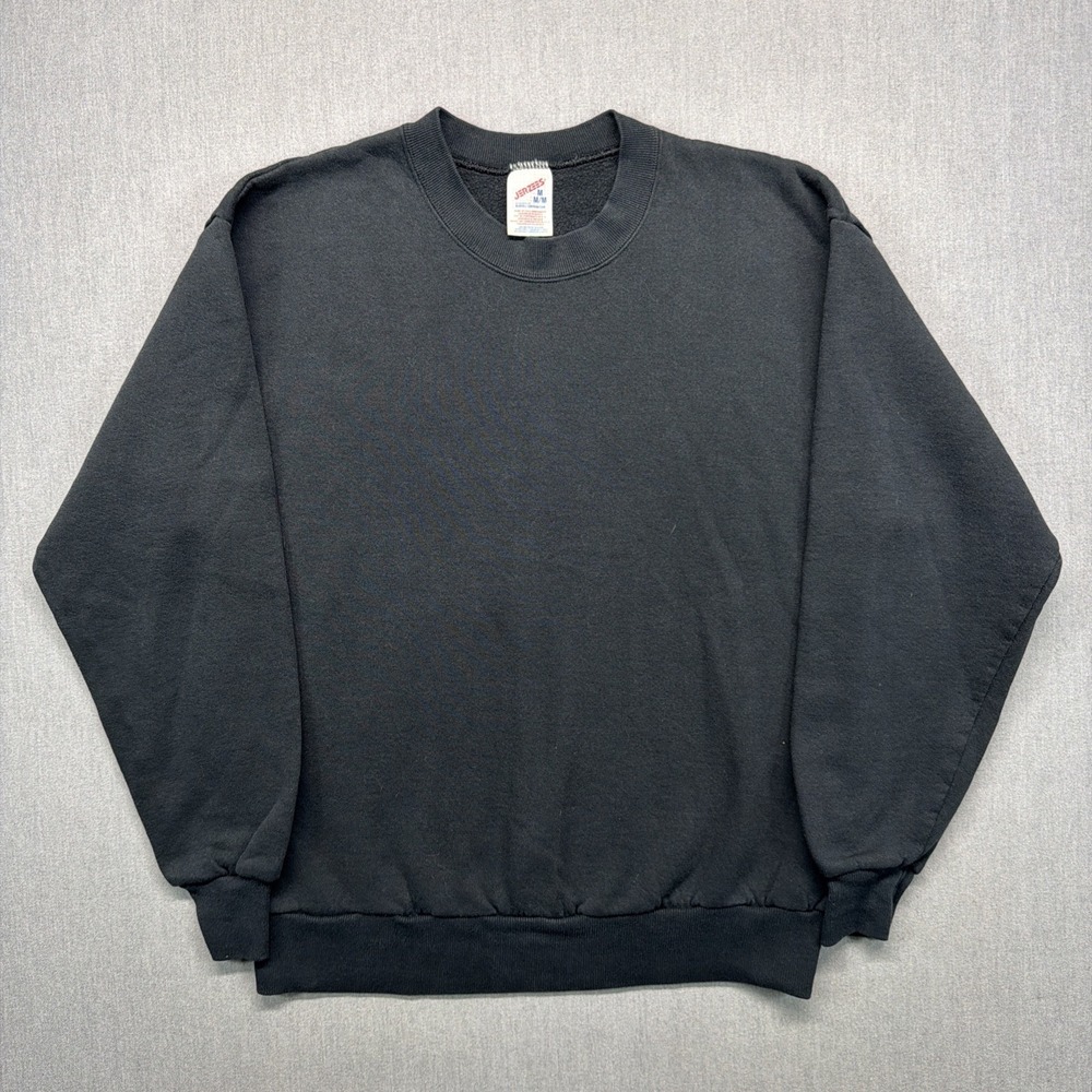 VTG Jerzees Sweatshirt Pullover Crewneck Black Medium Blank 90s
